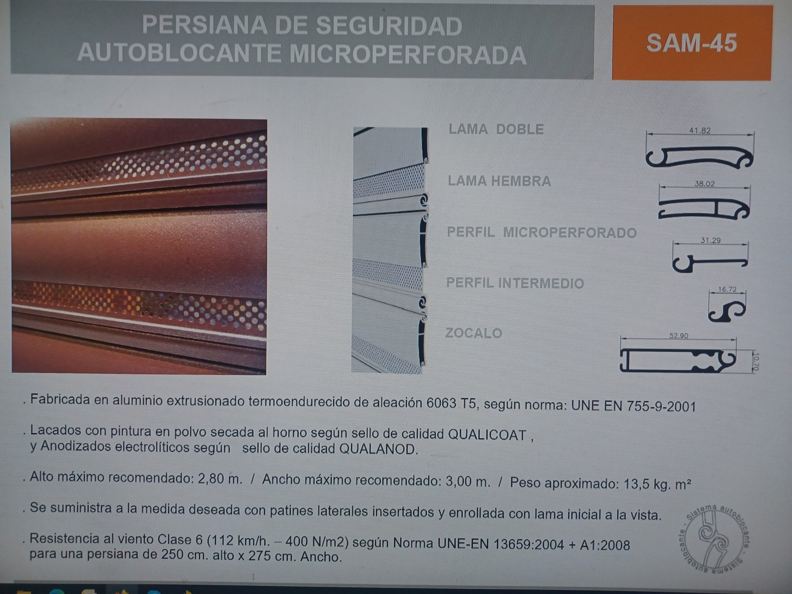 Autoblocante perforada