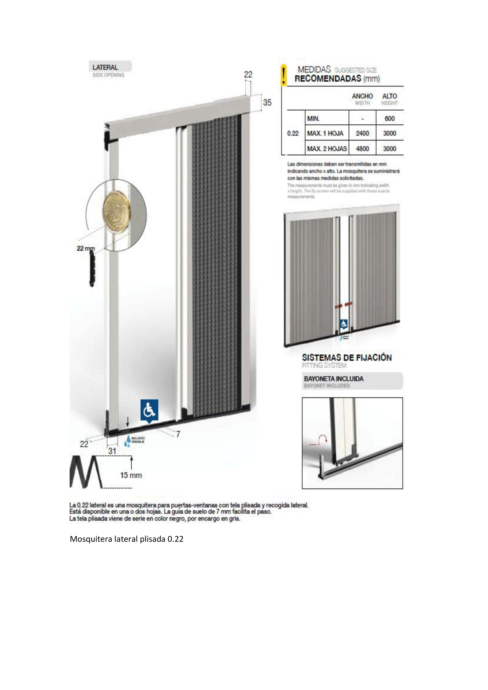 Mosquitera lateral plisada 0-1